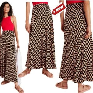 Anthropologie Maeve Abstract Maxi Skirt Sz S NWT black motif